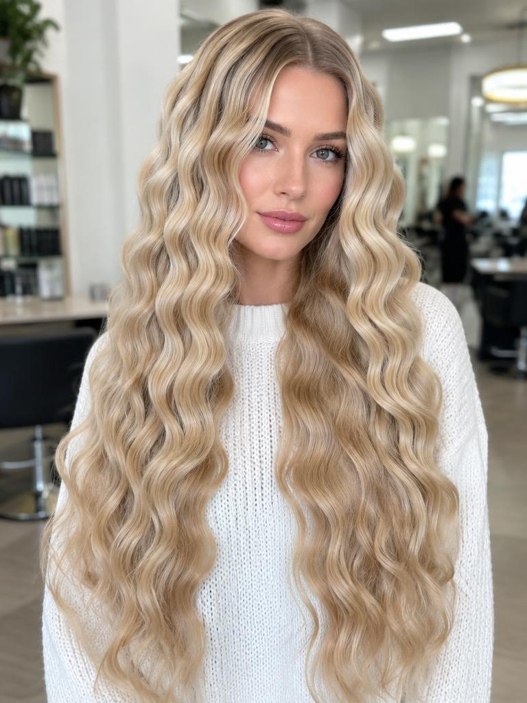 Mulher com cabelo loiro em Mermaid Waves